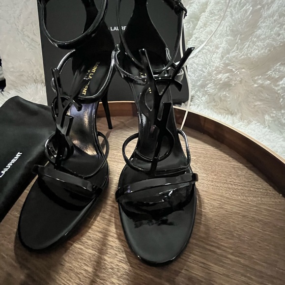 SAINT LAURENT BLACK CASSANDRA SANDALS IN PATENT LEATHER - Size 41/11 - Picture 11 of 16